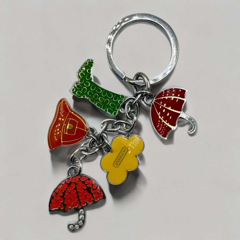 Coach Rainy Day Bag Charm Keychain with Boots, Umbrella, Cloud and Hat